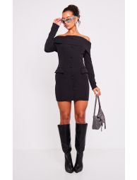 Shop Off Shoulder Button Front Blazer Dress Online in Lebanon VogaCloset