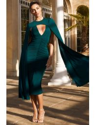 Midi dress with cape overlay best sale