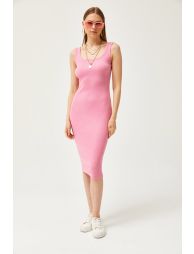 Shop Women s Pink Thick Strap Lycra Midi Dress Online in Bahrain VogaCloset