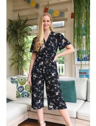 Navy printed 2024 culotte jumpsuit