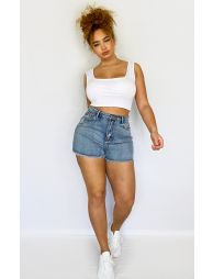 Plus Vintage High Waisted Denim Shorts