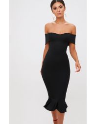 Quiz bardot frill store hem midi dress