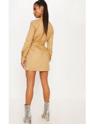 camel utility tie waist shirt dress