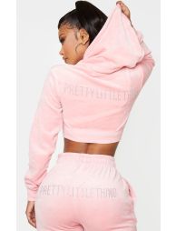 Prettylittlething shape dusty pink velour skinny jogger store
