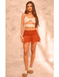 Shop Rust Mesh Handkerchief Hem Mini Skirt Online in Jordan VogaCloset