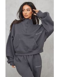 Plt Petite White Half Zip Oversized Sweat