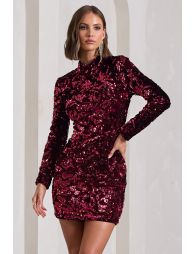 Quiz berry sequin sales bodycon dress