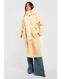 Shop Petite Wool Wrap Coat With Scarf camel Online in Oman VogaCloset