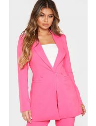 Bubblegum Pink Double Breasted Woven Blazer