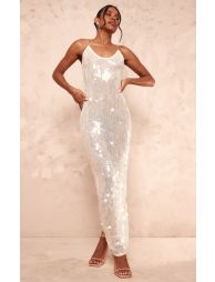 Shop Cream Sheer Sequin Sheer Maxi Dress Online in Bahrain VogaCloset