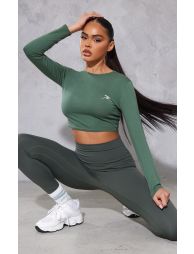 PRETTYLITTLETHING Khaki Sport Crop Top