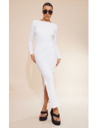 Long sleeve open back midi dress best sale