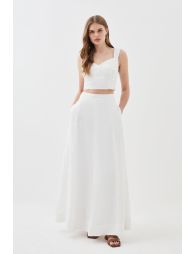 Lydia Millen Plus Size Linen Pleated Midi Skirt | Karen Millen