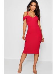 Strappy cold 2025 shoulder midi dress