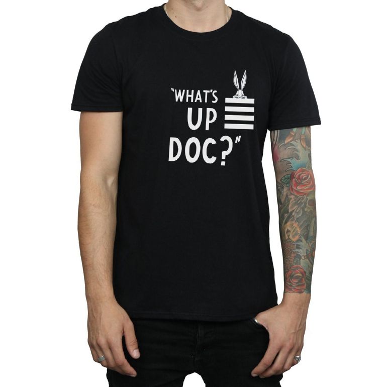 Looney Tunes Mens What´s Up Doc Bugs Bunny Striped Cotton T-Shirt - Black | Clothing | T-shirts & Polo Shirts Looney Tunes Mens What´s Up Doc Bugs Bunny Striped Cotton T-Shirt - Black | Clothing | T-shirts & Polo Shirts