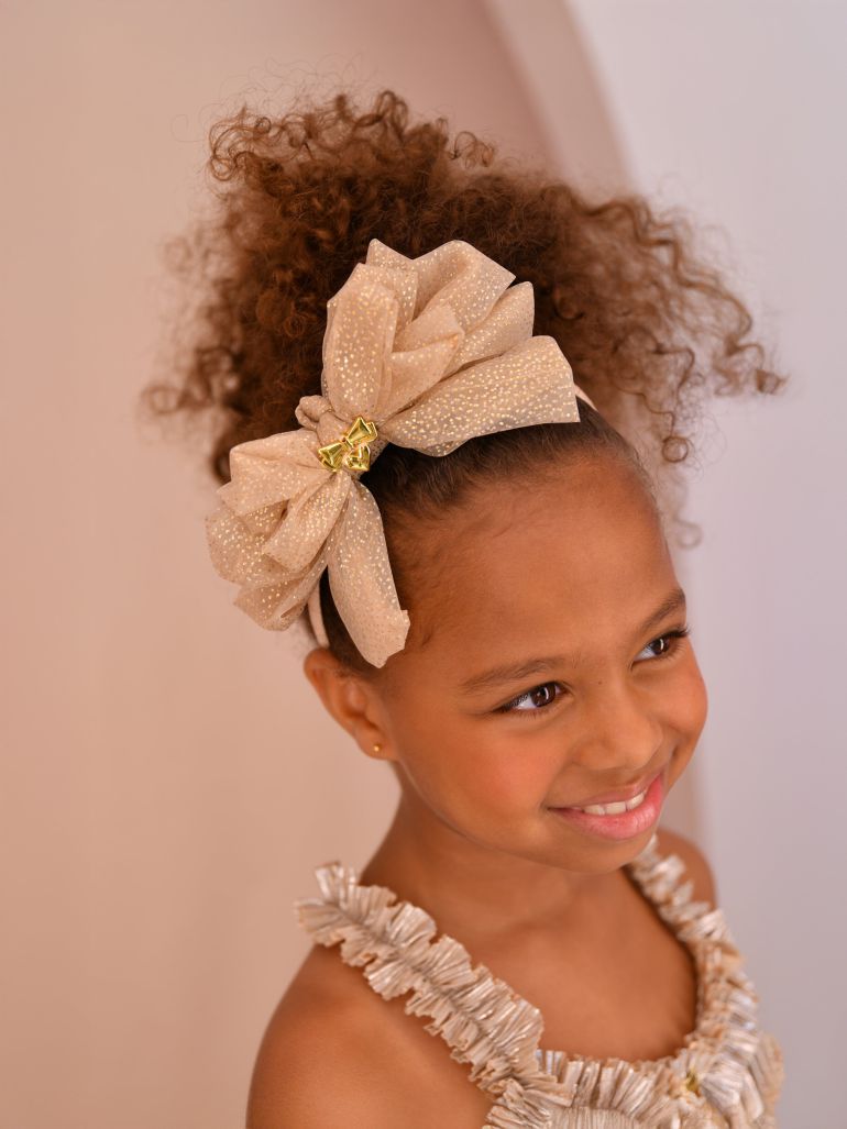 Angels Face Girls Gladys Sparkle Tulle Headband in Gold  display picture 3