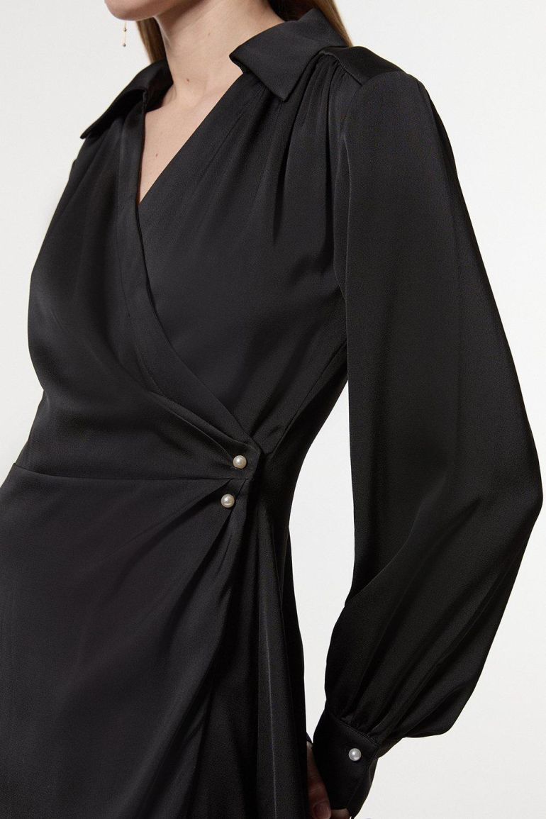 Satin Back Crepe Pearl Detail Wrap Midaxi Dress | Clothing | Dresses | Premium Dresses Satin Back Crepe Pearl Detail Wrap Midaxi Dress | Clothing | Dresses | Premium Dresses