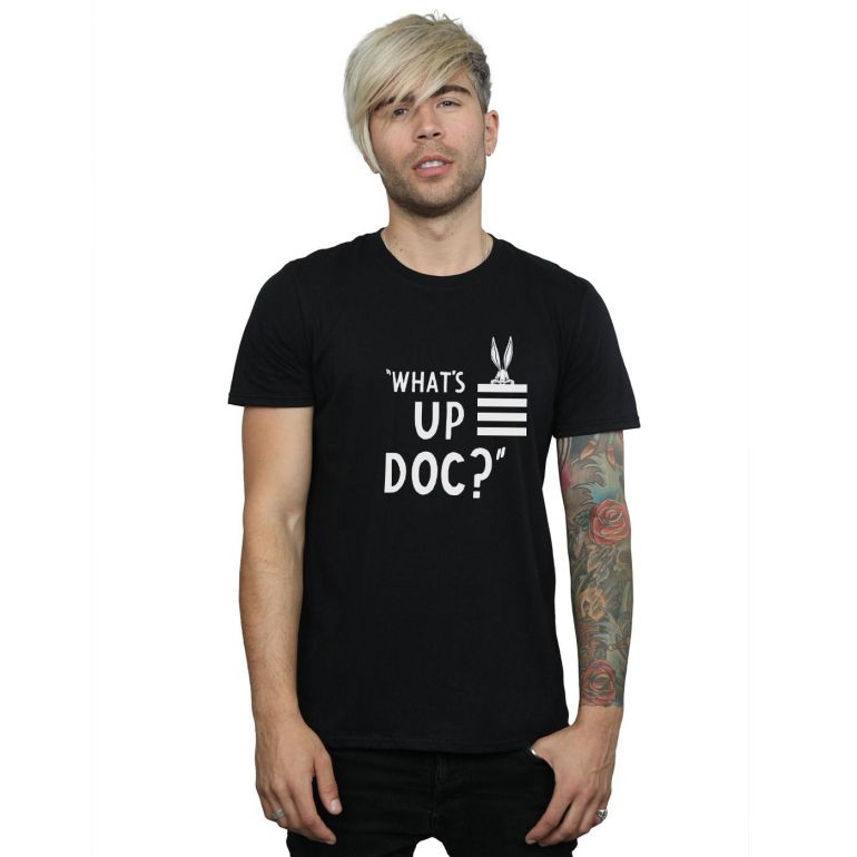 Looney Tunes Mens What´s Up Doc Bugs Bunny Striped Cotton T-Shirt - Black | Clothing | T-shirts & Polo Shirts Looney Tunes Mens What´s Up Doc Bugs Bunny Striped Cotton T-Shirt - Black | Clothing | T-shirts & Polo Shirts