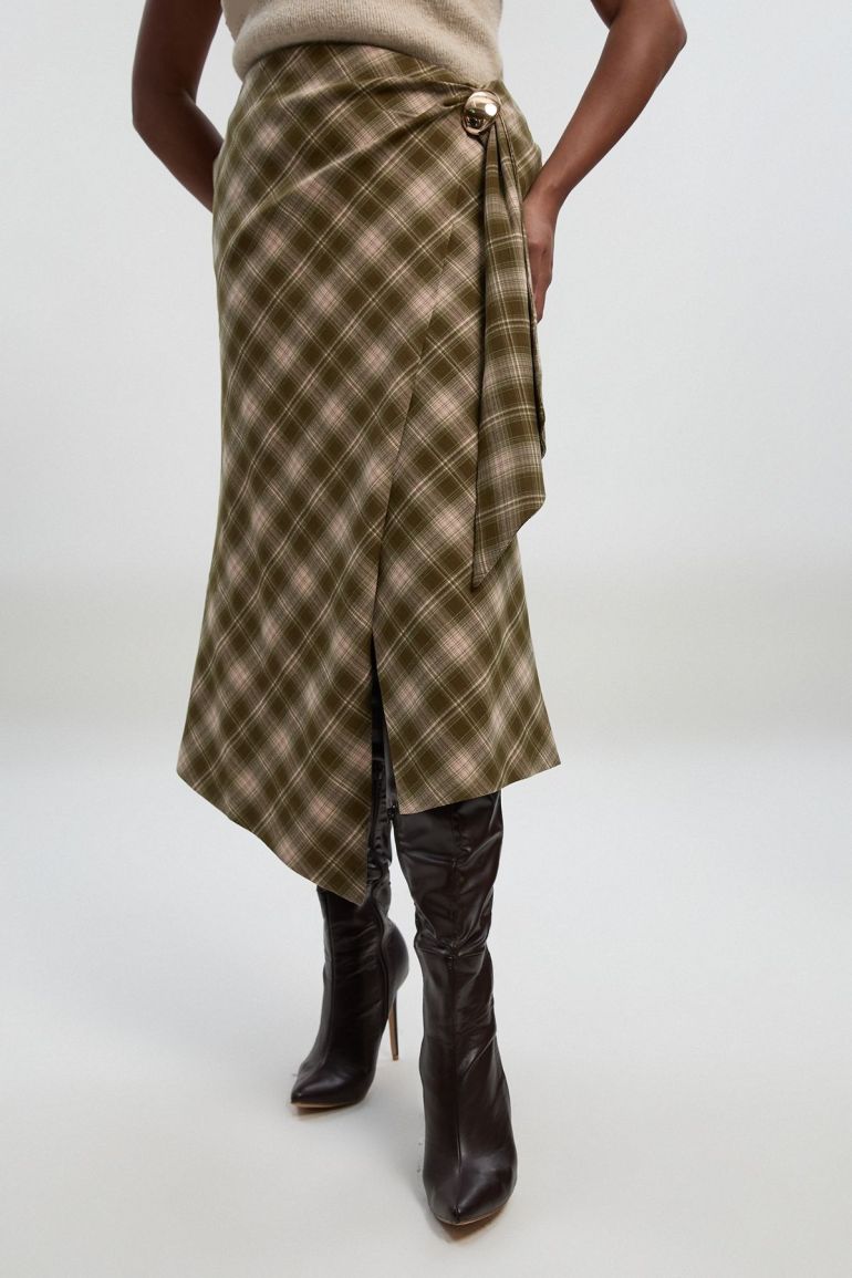 Plus Size Tailored Check Trim Detail Midi Skirt | Clothing | Skirts Plus Size Tailored Check Trim Detail Midi Skirt | Clothing | Skirts
