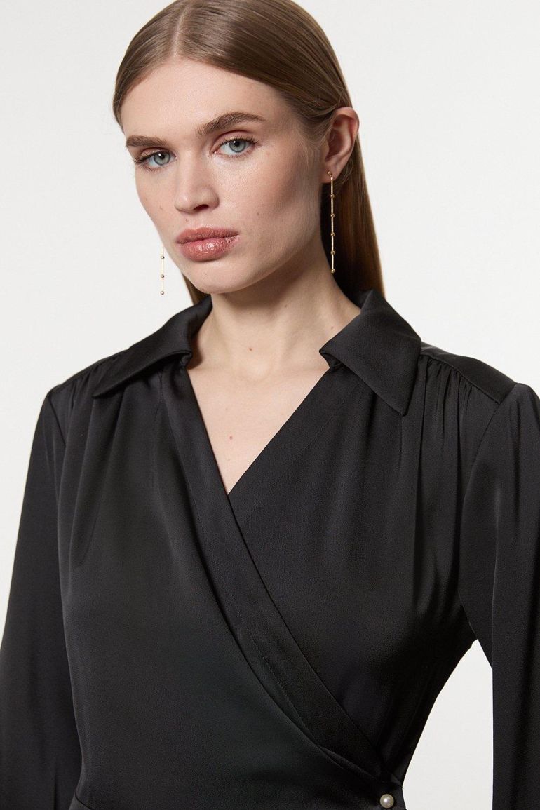Satin Back Crepe Pearl Detail Wrap Midaxi Dress | Clothing | Dresses | Premium Dresses Satin Back Crepe Pearl Detail Wrap Midaxi Dress | Clothing | Dresses | Premium Dresses