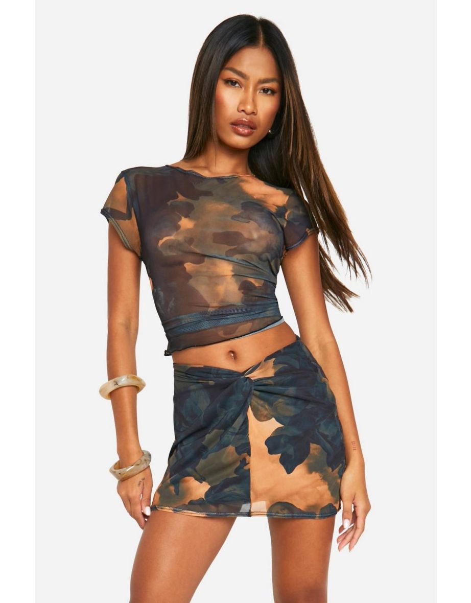 Mesh skirt black mini top