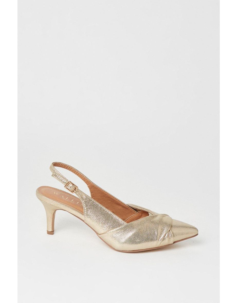 Wide Fit Delish Twist Front Slingback Pointed Court Shoes