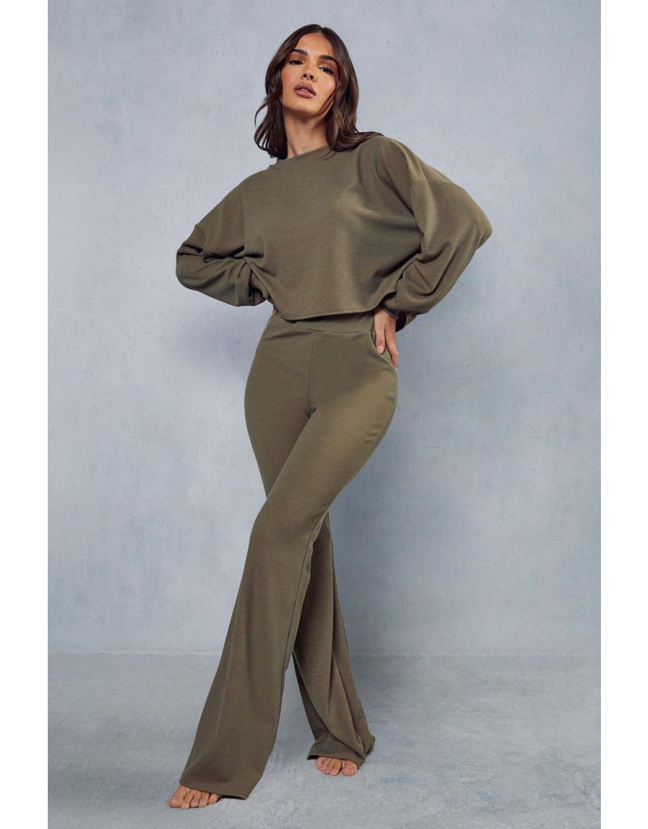 Ribbed wide leg lounge set outlet