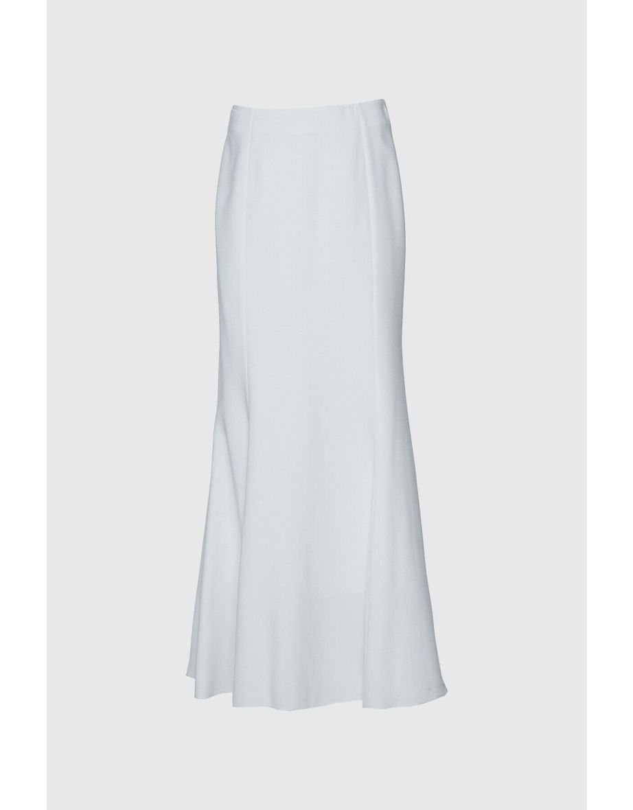 Crepe Long Fish Ecru Skirt