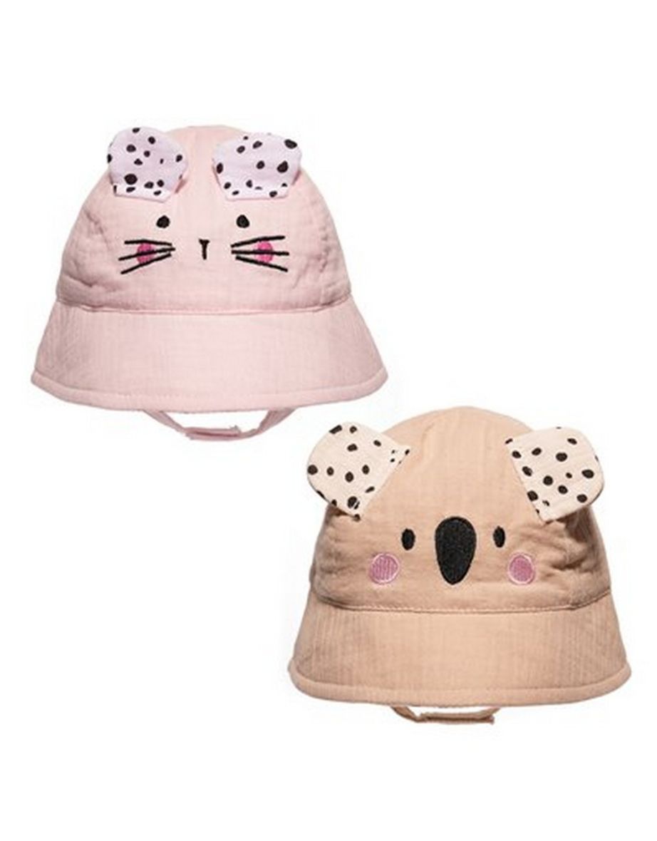 Snuggle Shop Baby Girls Embroidered Bucket Hat - Cream - 1