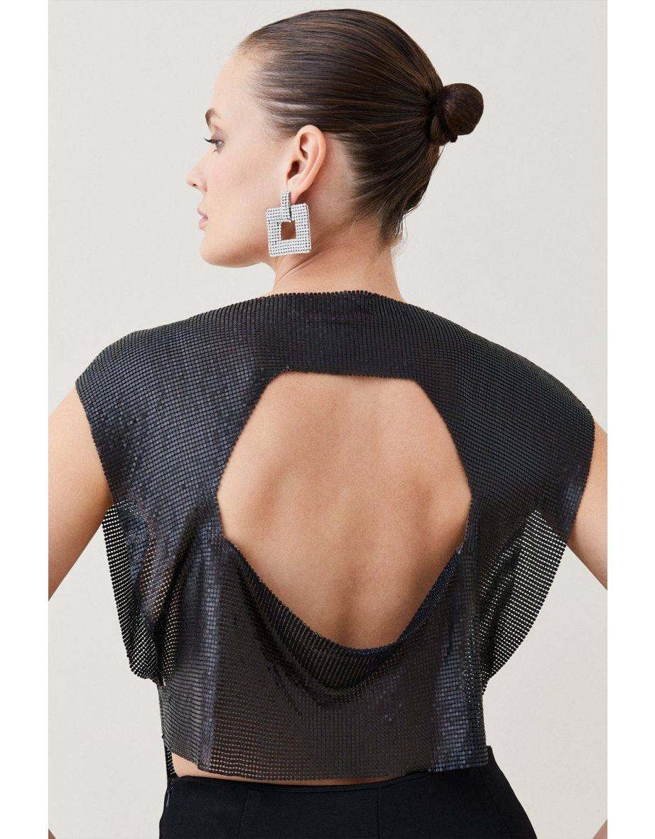 Slinky Chain Mail Draped Top - 2
