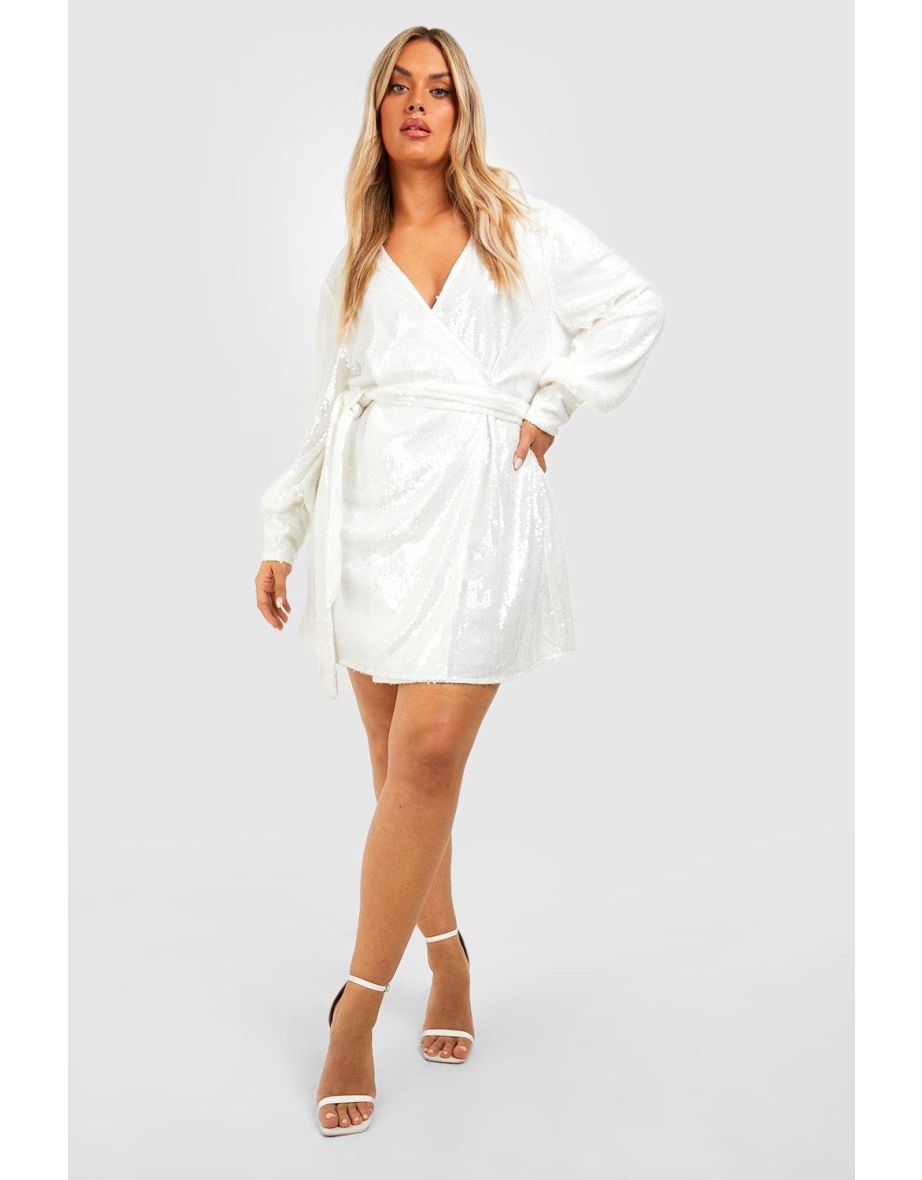White wrap plus size dress cheap