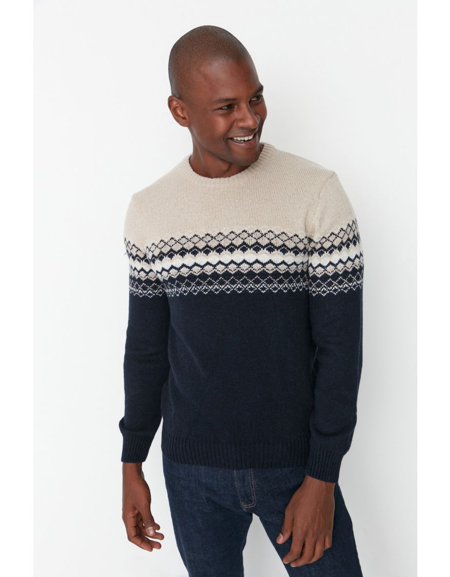 Sweater - Navy blue - Slim fit