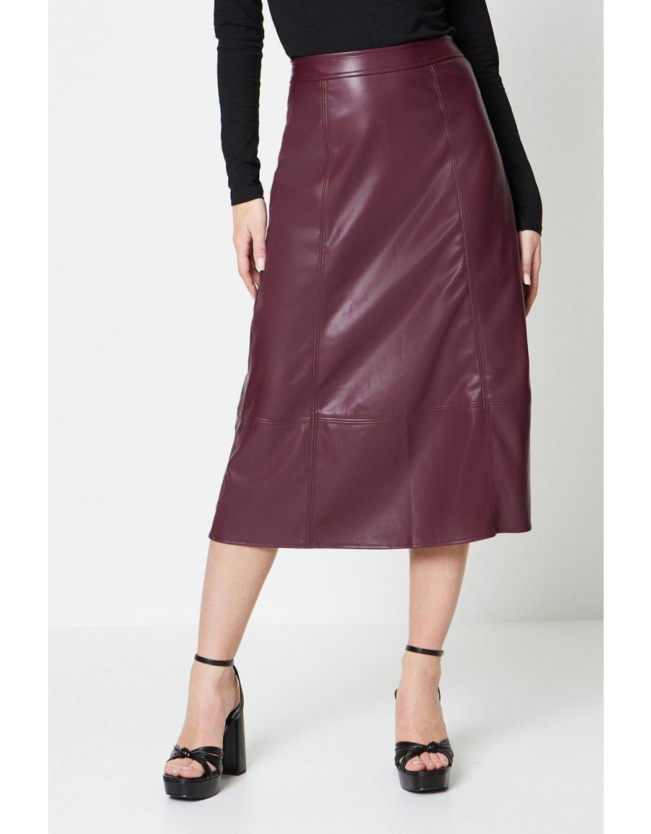 Shop Faux Leather Seam Detail Midaxi Skirt Online in Bahrain VogaCloset