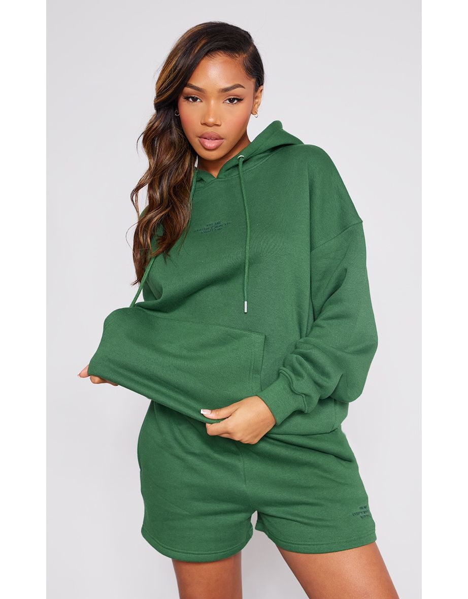 Shop Forest Green Slogan Oversized Hoodie Online in Qatar VogaCloset