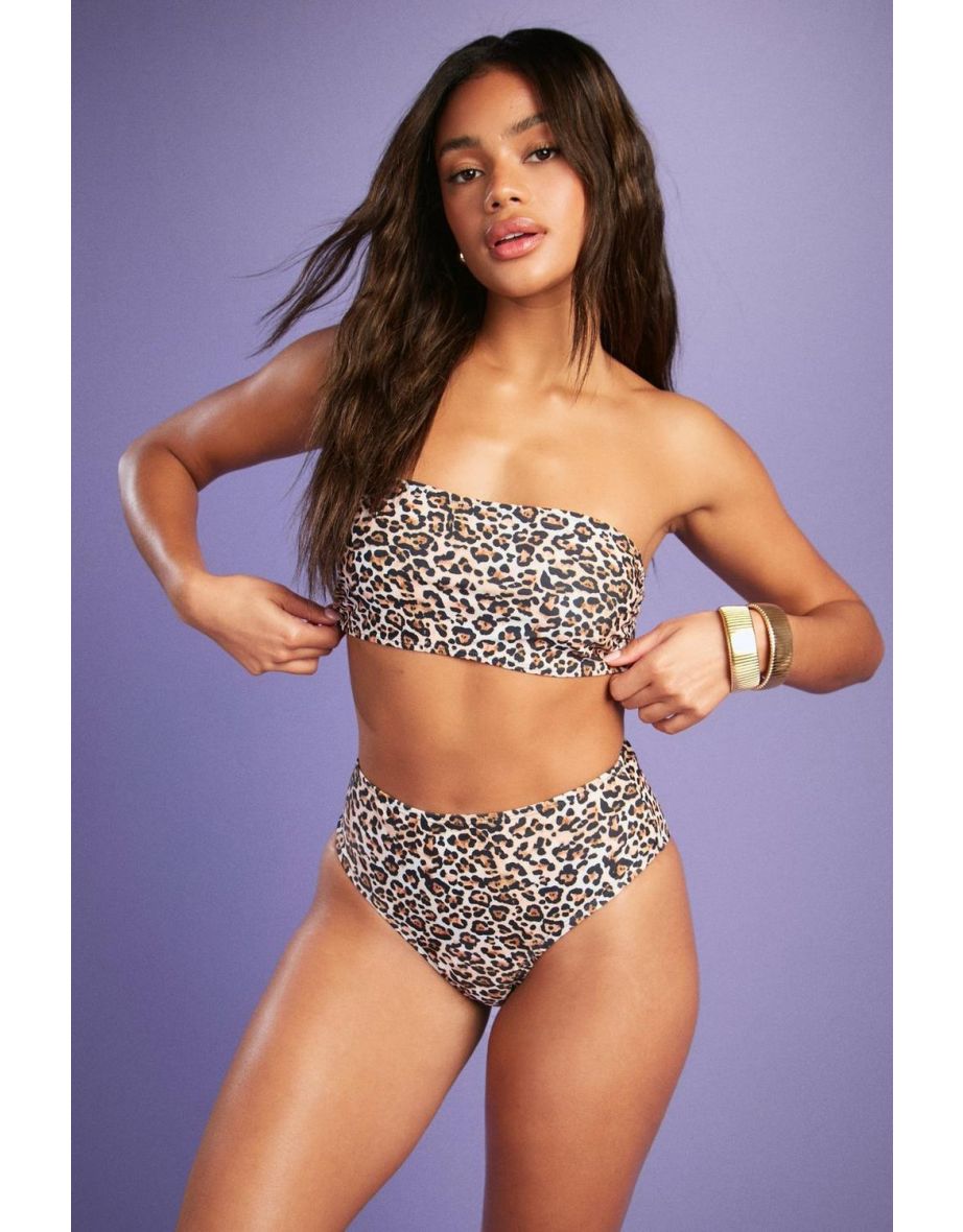 Shop Mix Match Bandeau Bikini Top leopard Online in Bahrain VogaCloset
