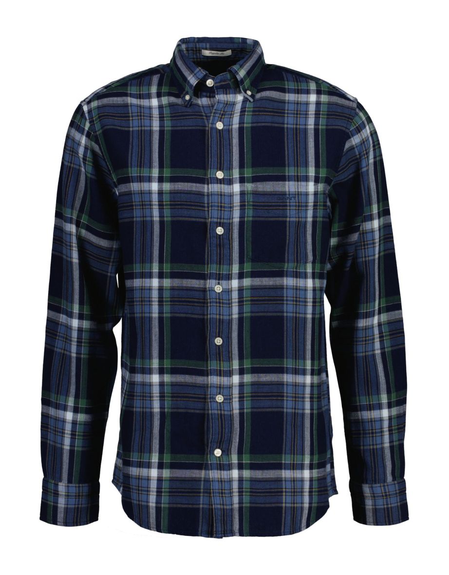 Shop Men s Gant Regular Fit Indigo Twill Check Shirt in Purple Online in Kazakhstan VogaCloset