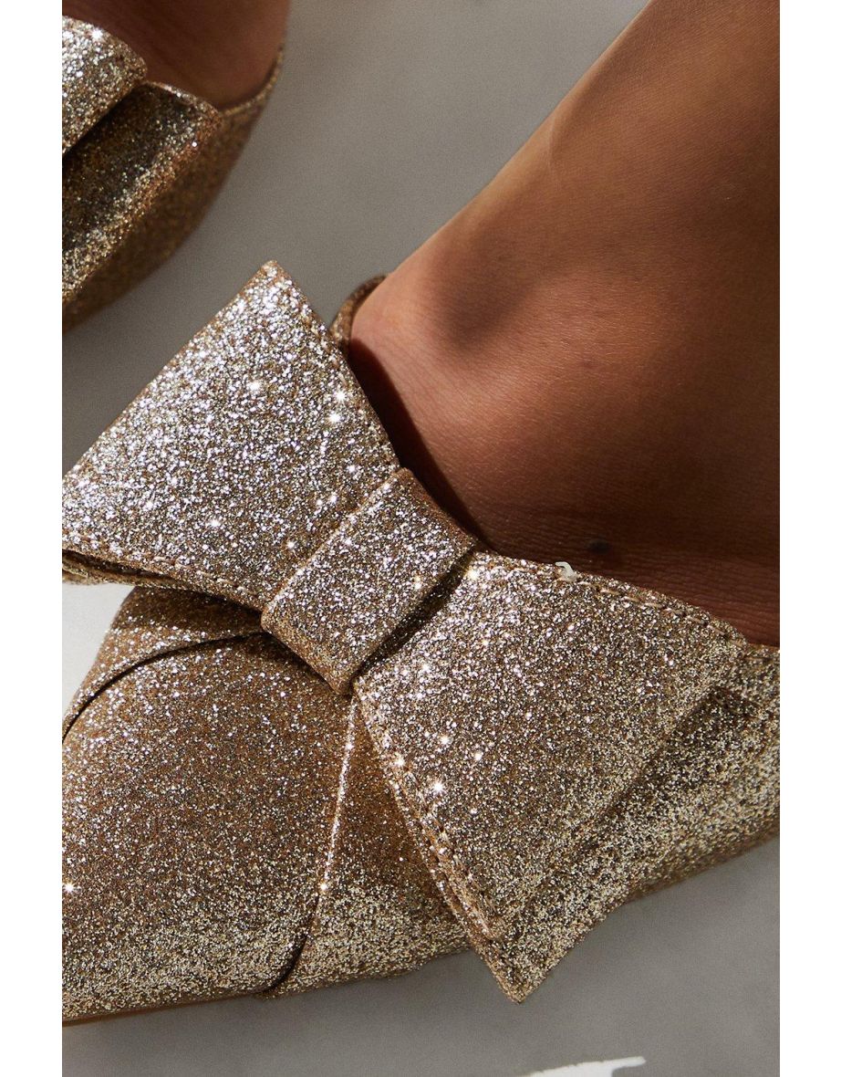 Tamara Glitter Bow Sling Back Stiletto Court Shoes - 3