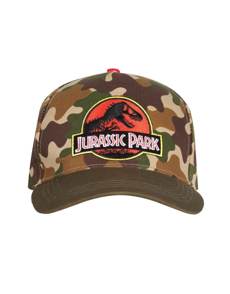 Jurassic Park Camo Logo Baseball Cap - Green/Brown/Red