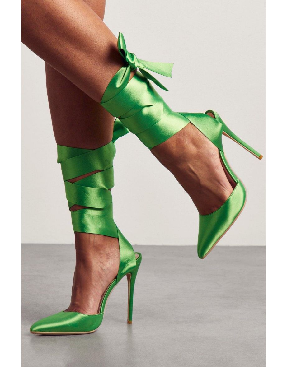Satin Tie Up High Heels - 2