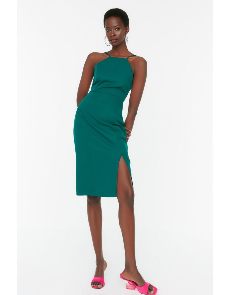 Shop Green A Line Midi Party Dress Online in Bahrain VogaCloset