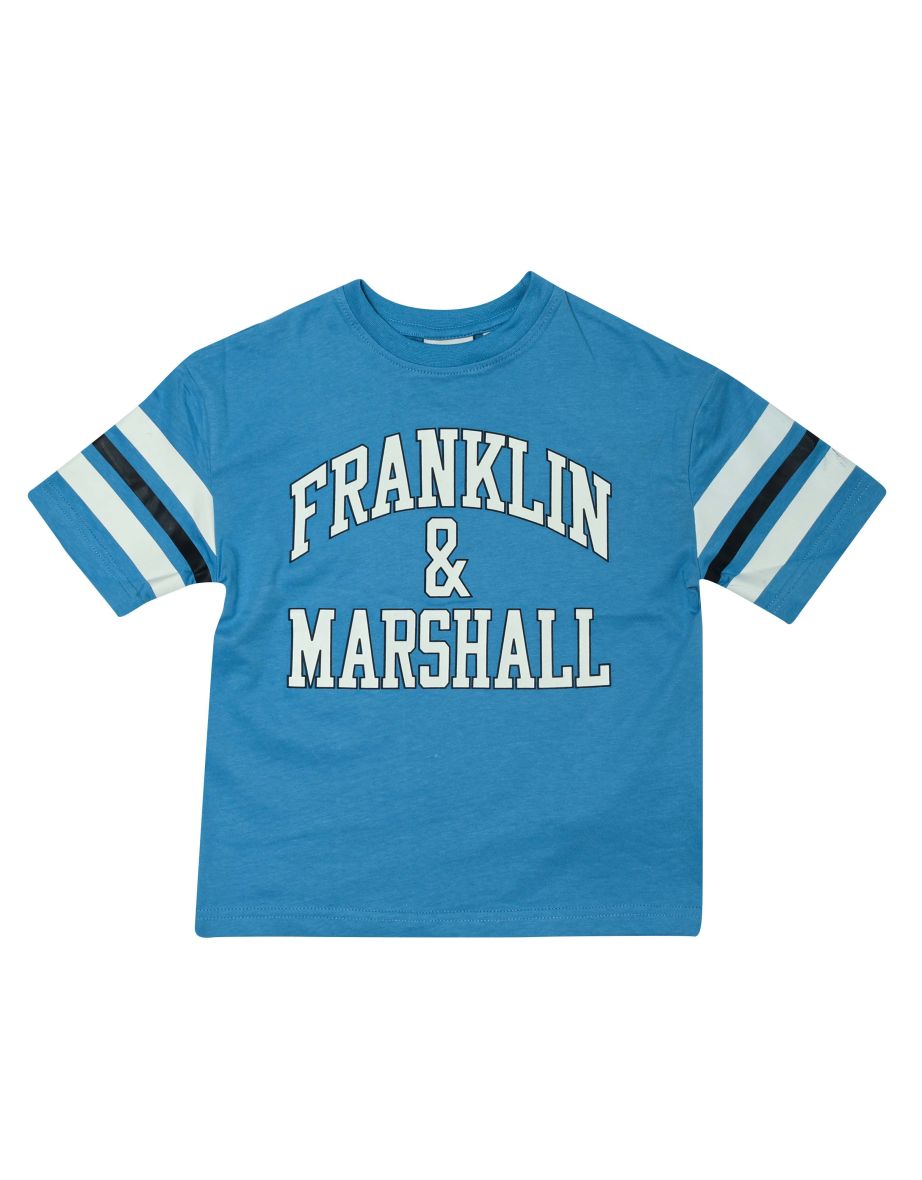 Boy's Franklin And Marshall Junior  Arch Logo T-Shirt in Blue
