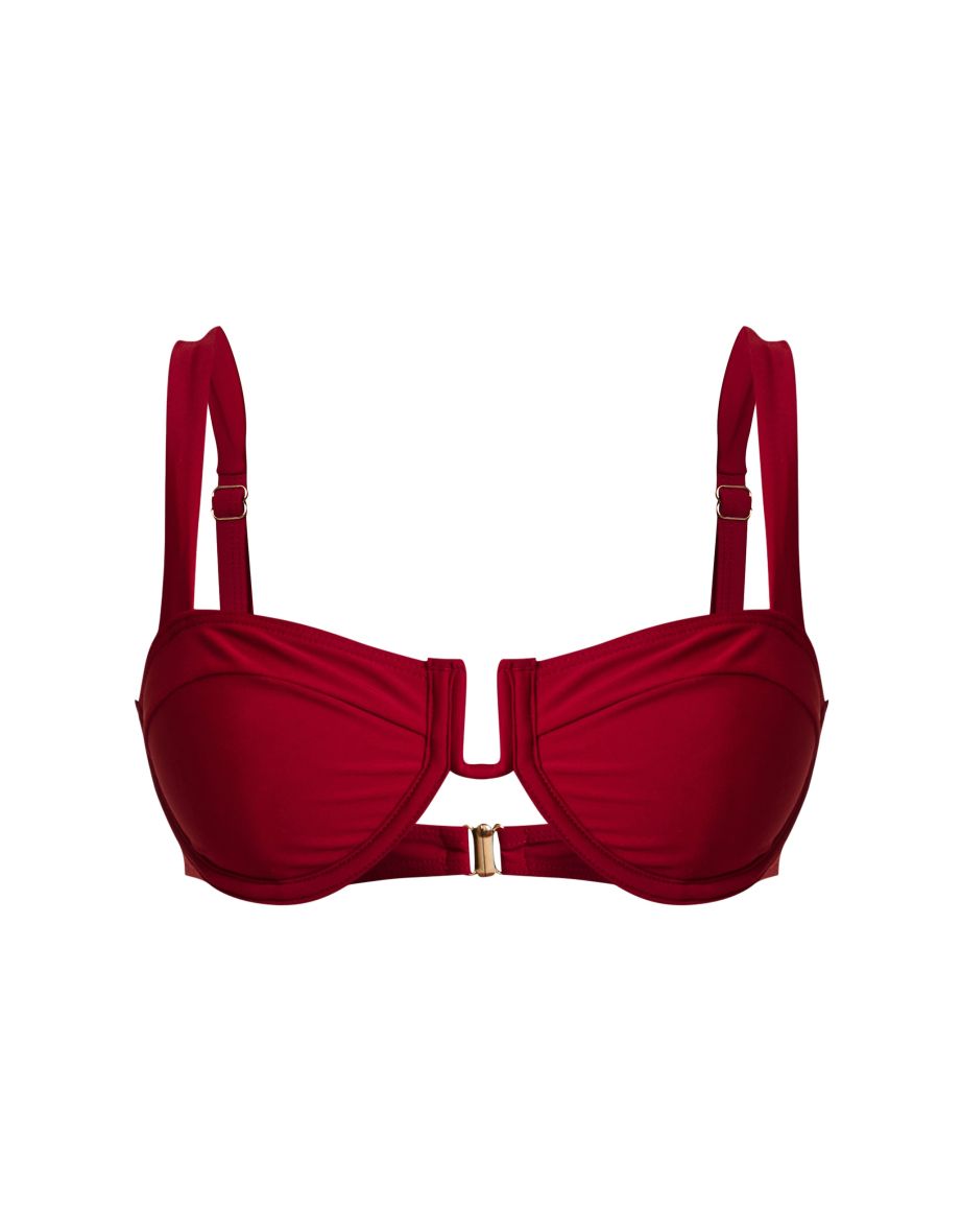 Burgundy U Bar Underwired Bikini Top - 3