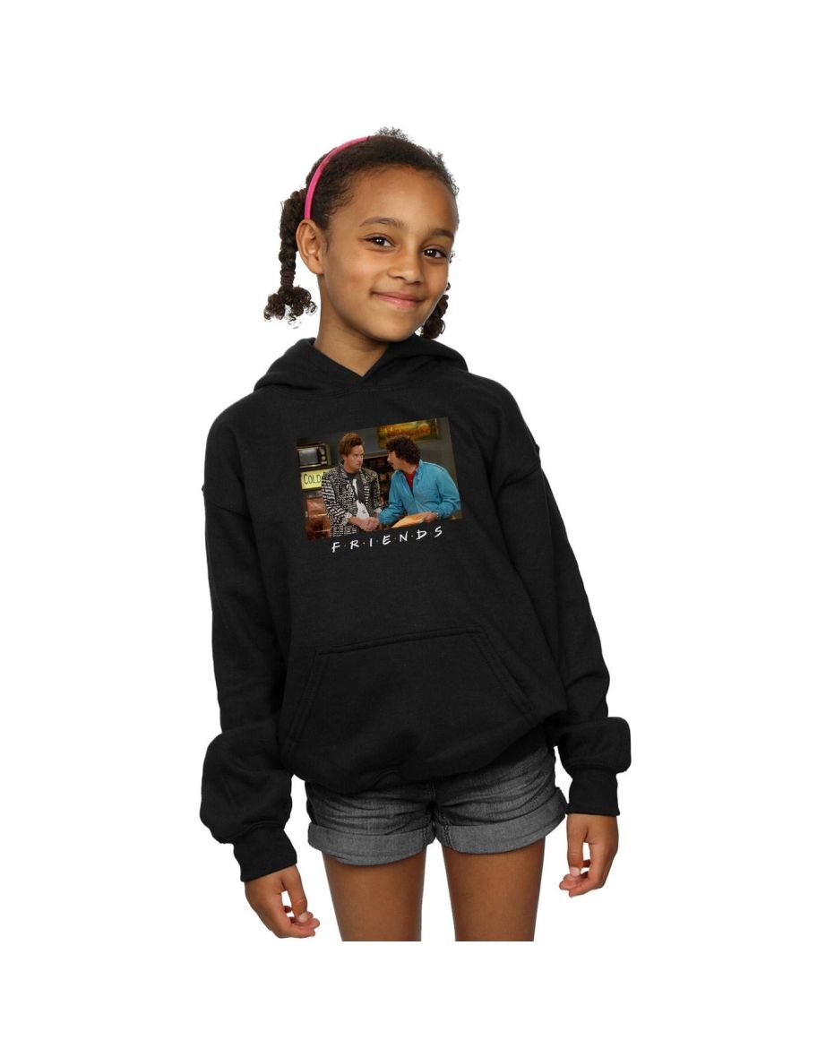 Friends Girls Ross And Chandler Handshake Hoodie - Black
