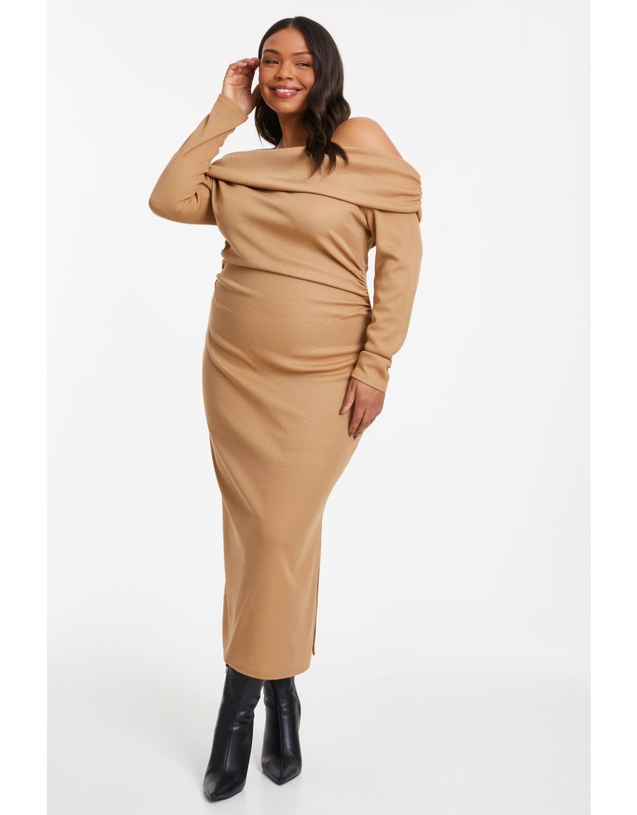 Camel midi dress shop