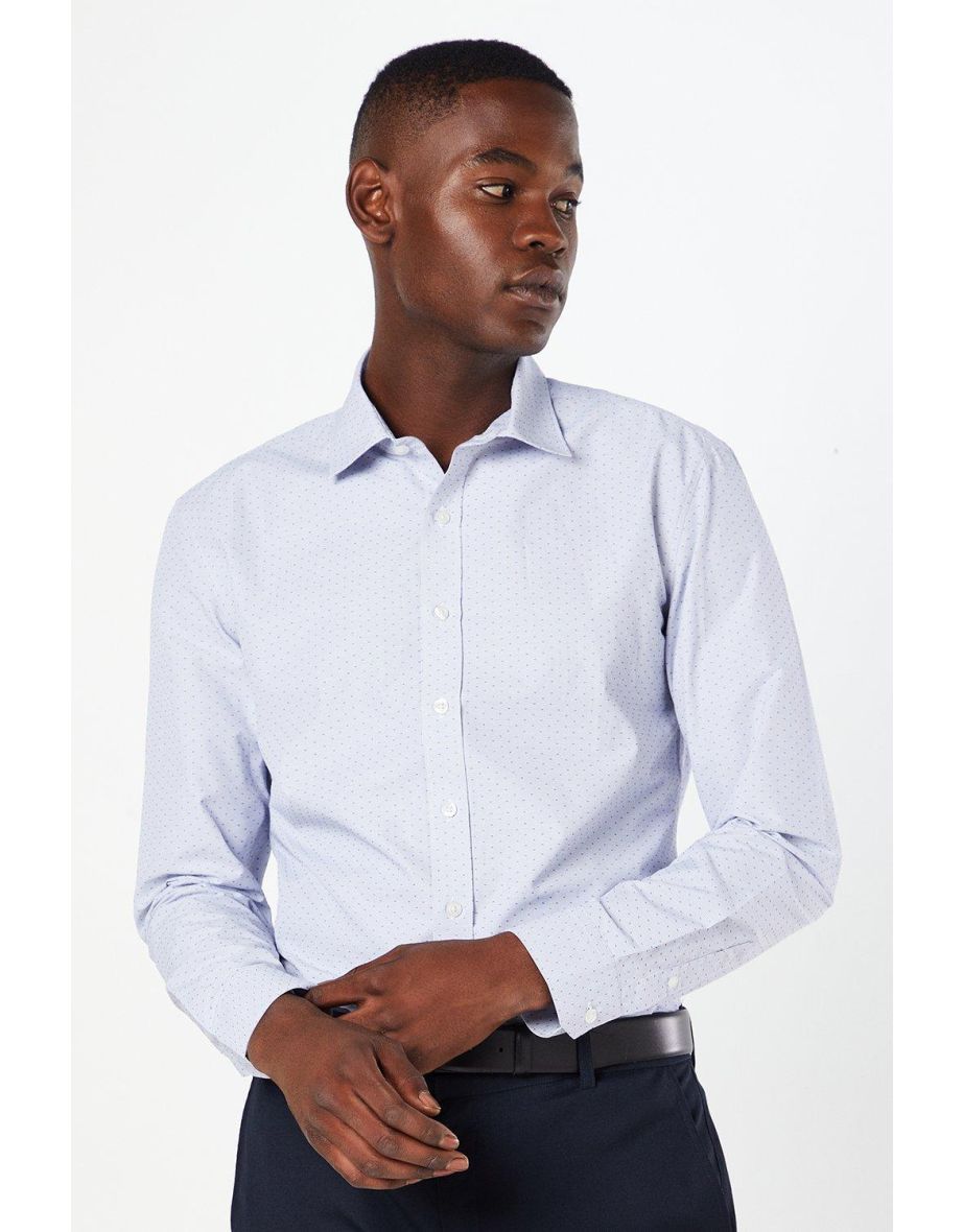 Micro Grid Pattern Slim Fit Shirt