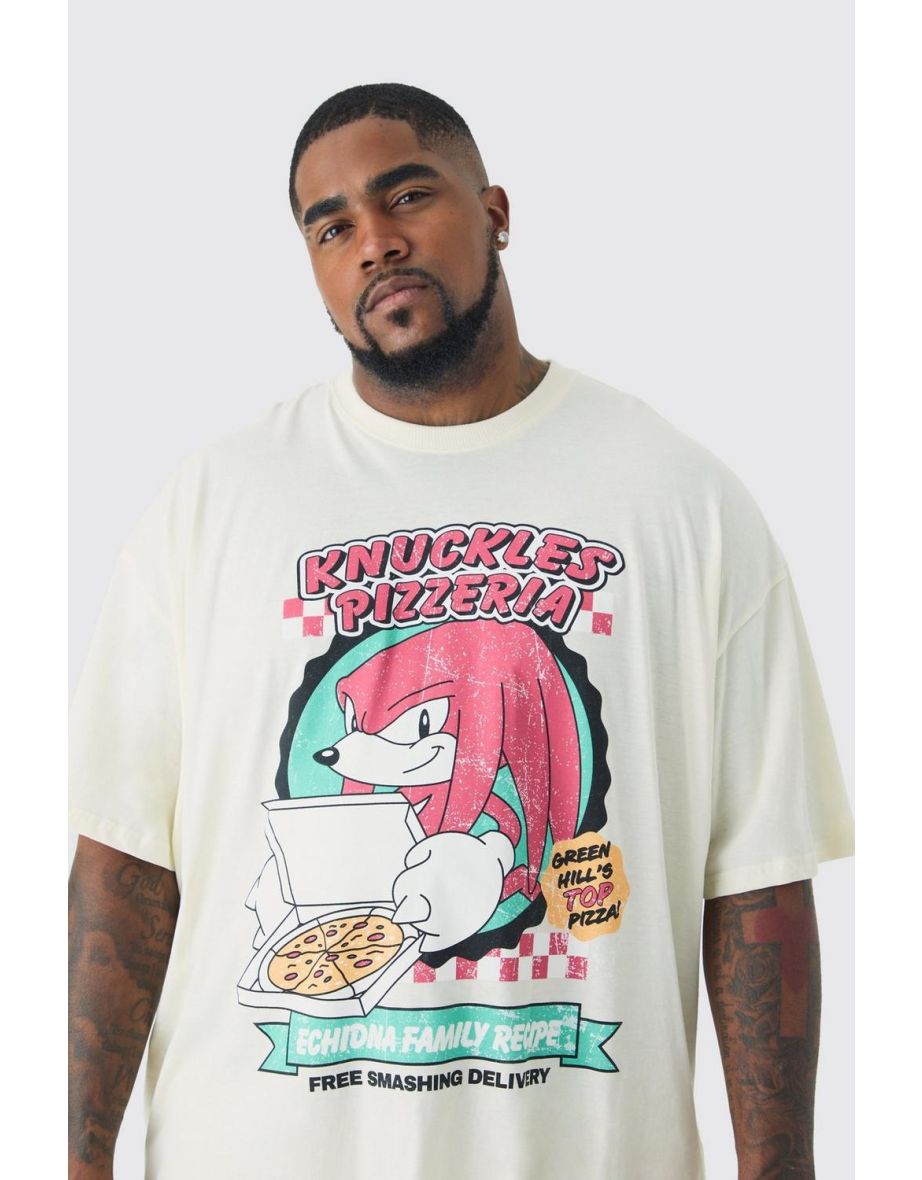 Plus Sonic Knuckles License Print T-shirt In White - ecru