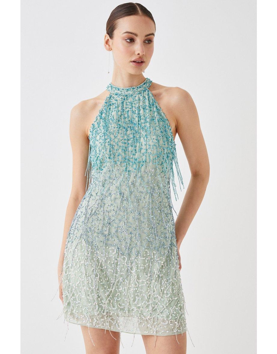 Ombre fringe best sale dress