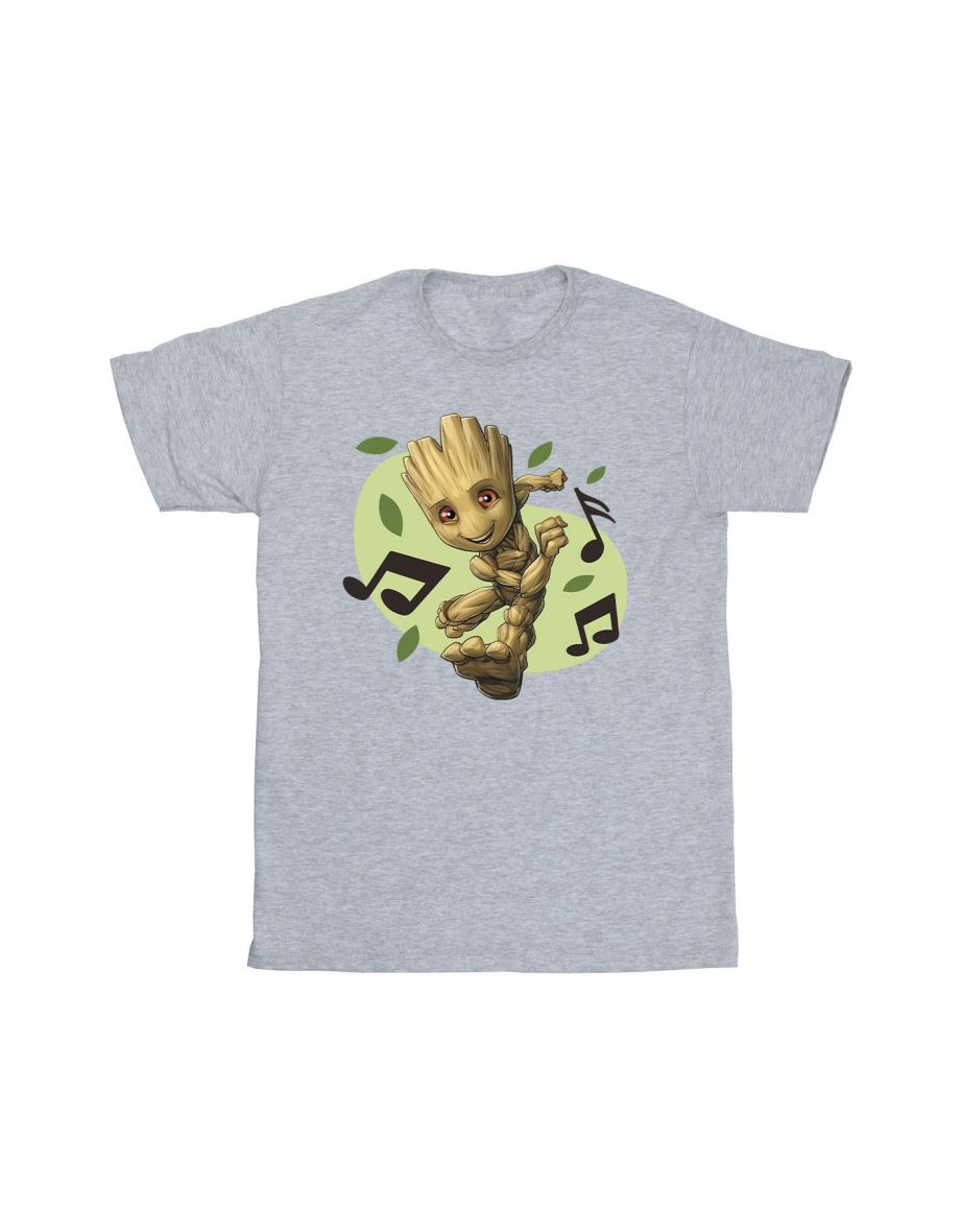 Marvel Boys Guardians Of The Galaxy Groot Musical Notes T-Shirt - Sports Grey - 1