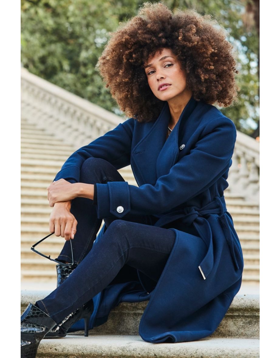 Navy blue longline coat clearance