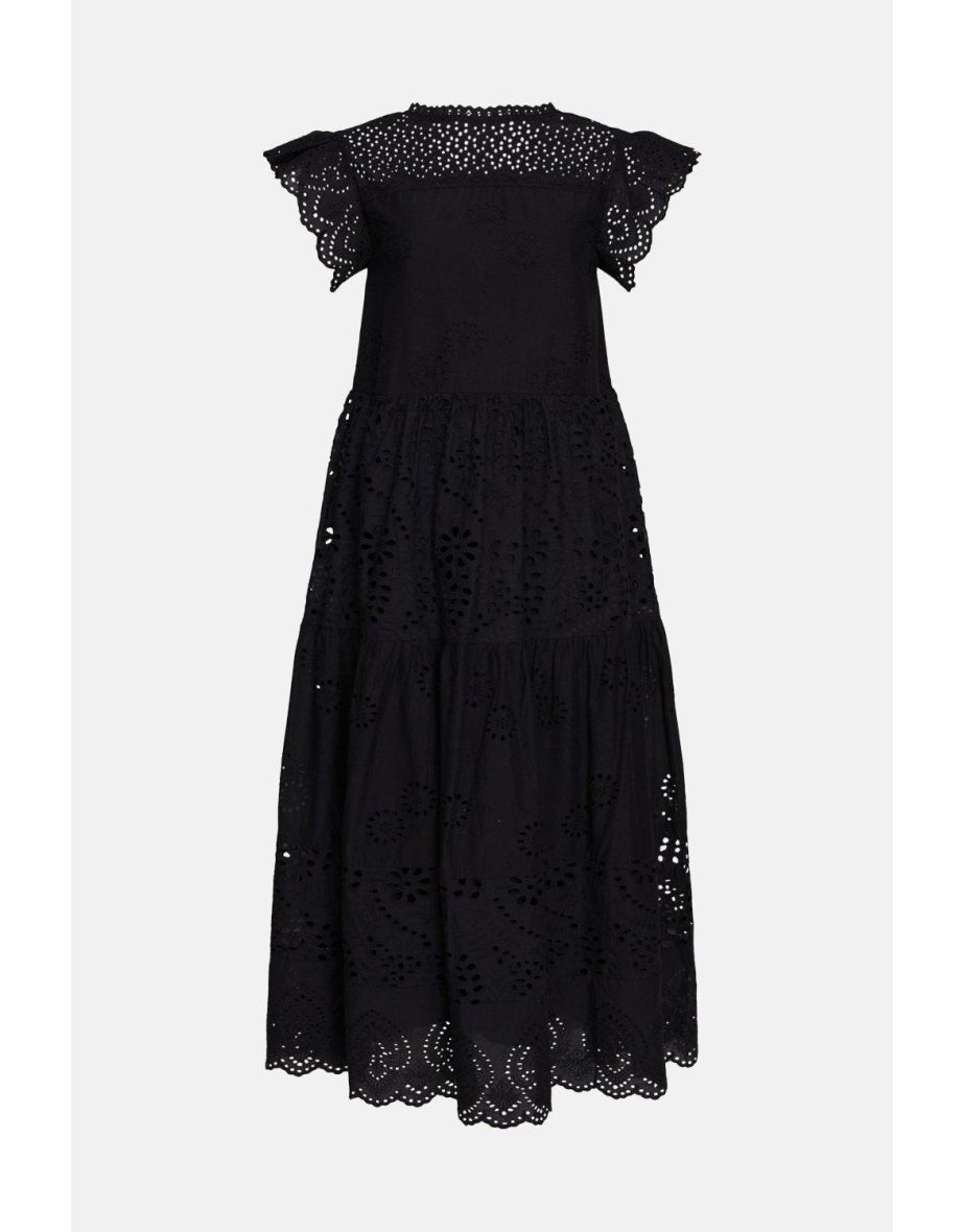 Broderie Mix Tiered Midi Dress - 3